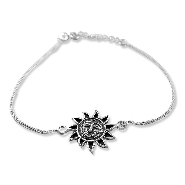 Taraash 925 Silver Antique Smiling Sun Thread Rakhi For Brother - Taraash