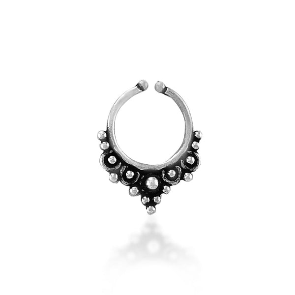 Taraash 925 Silver Antique Tribal Design Nose Ring for Women - Taraash
