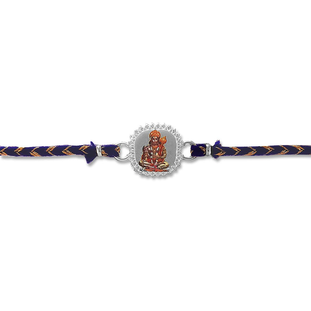 Taraash 925 Silver Bajrangbali Print Thread Rakhi For Brother - Taraash