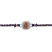 Taraash 925 Silver Bajrangbali Print Thread Rakhi For Brother - Taraash