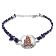 Taraash 925 Silver Bajrangbali Print Thread Rakhi For Brother - Taraash
