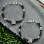 Load image into Gallery viewer, Taraash 925 Silver Black Bead Ganpati Nazariya Set - Taraash
