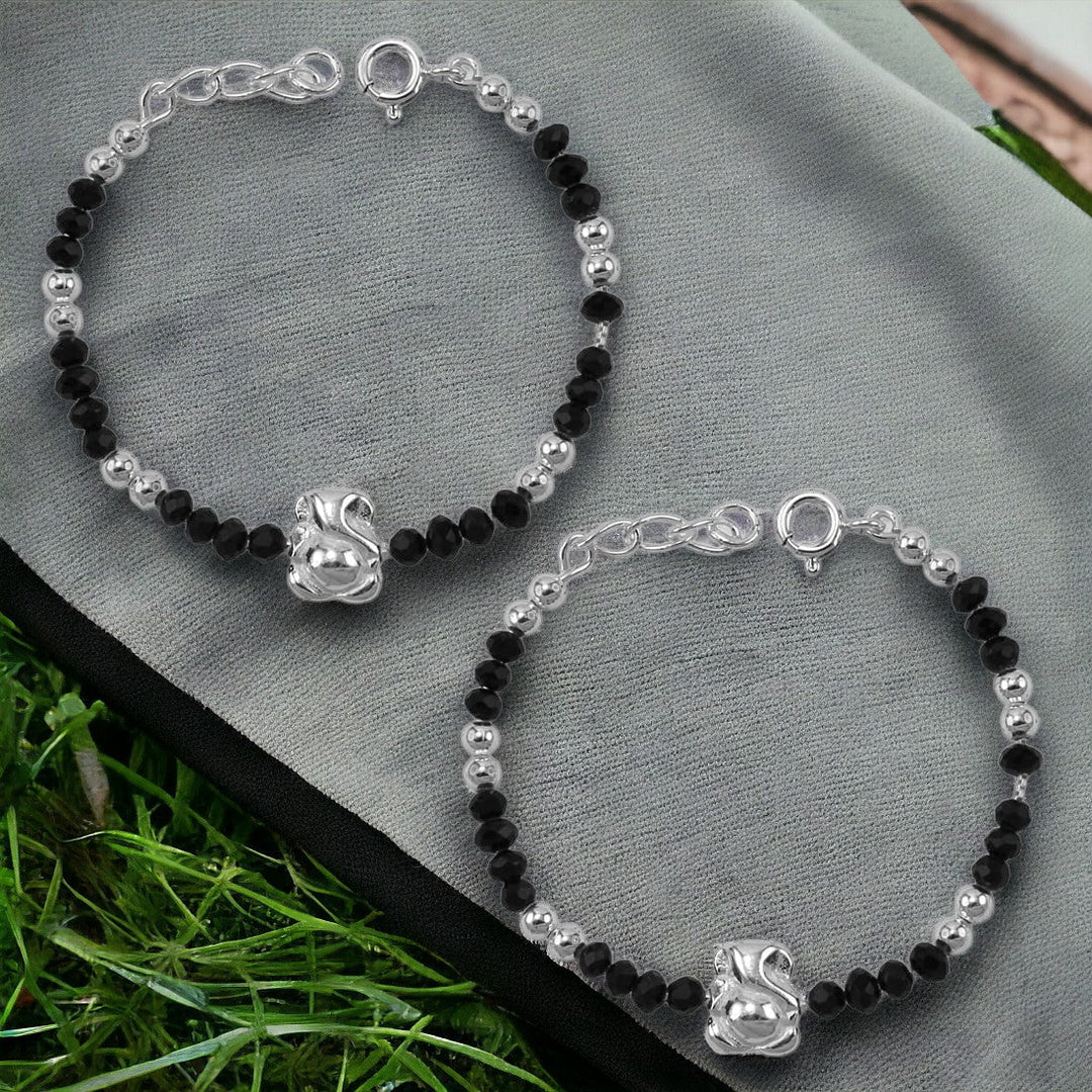 Taraash 925 Silver Black Bead Ganpati Nazariya Set - Taraash