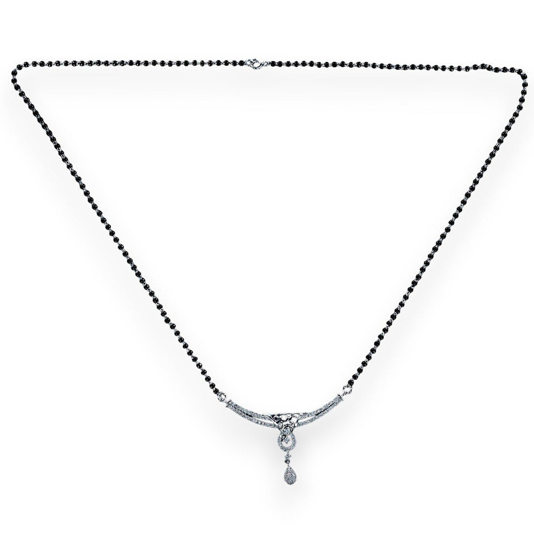 Taraash 925 Silver Black Beaded Fancy Design Mangalsutra - Taraash