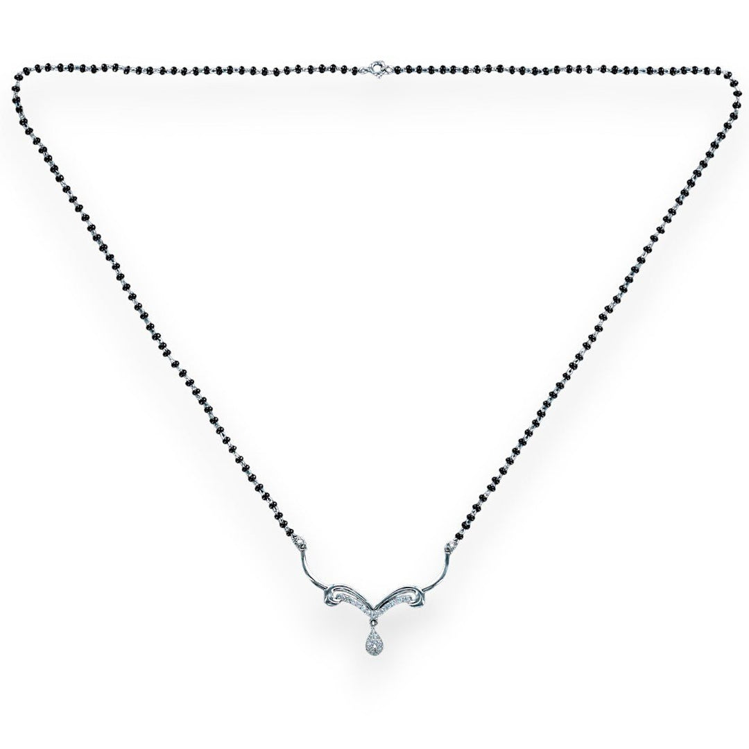 Taraash 925 Silver Black Beaded Mangalsutra for Women 20inch - Taraash