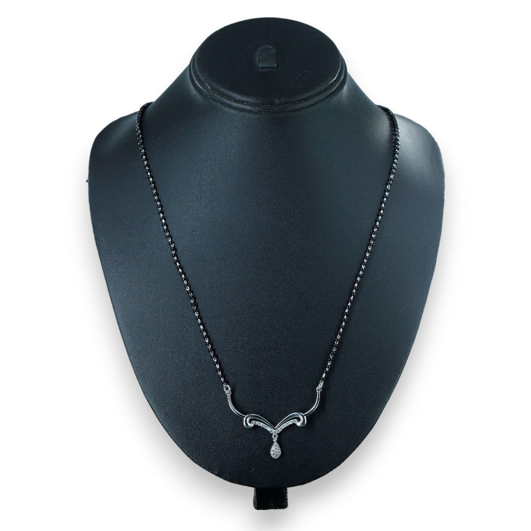 Taraash 925 Silver Black Beaded Mangalsutra for Women 20inch - Taraash