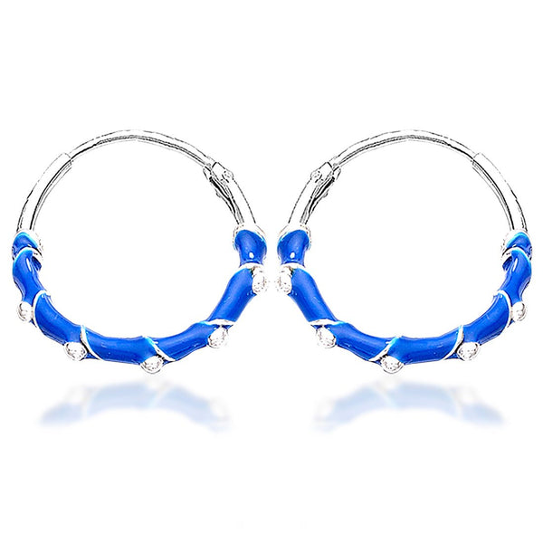 Taraash 925 Silver Blue Enamel Hoop Earring For Women - Taraash