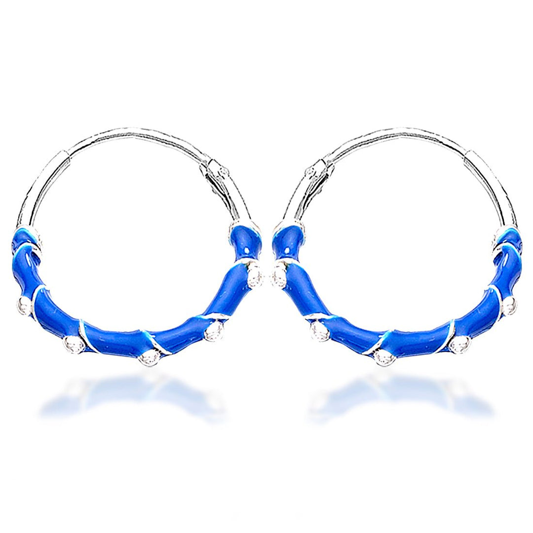 Taraash 925 Silver Blue Enamel Hoop Earring For Women - Taraash