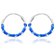 Taraash 925 Silver Blue Enamel Hoop Earring For Women - Taraash