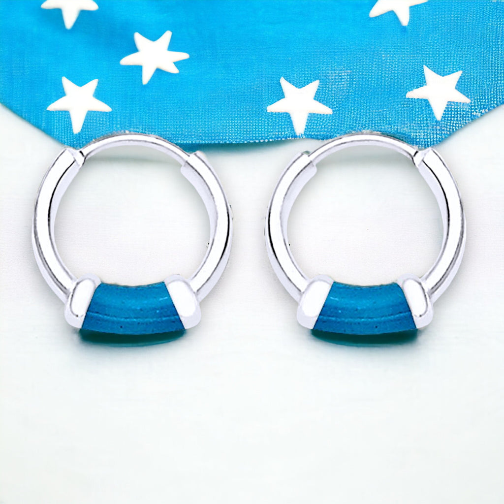 3 pairs hoop earrings - Silver-coloured/Light blue - Ladies | H&M IN