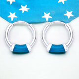 Taraash 925 Silver Blue Enamel Hoop Earrings For Women - Taraash