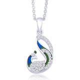 Taraash .925 Silver CZ Multicolored Enamel Peacock Pendant For Women PD1600R - Taraash