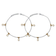 Taraash 925 Silver CZ Pearl Rose Gold Plated Anklet For Women - Taraash