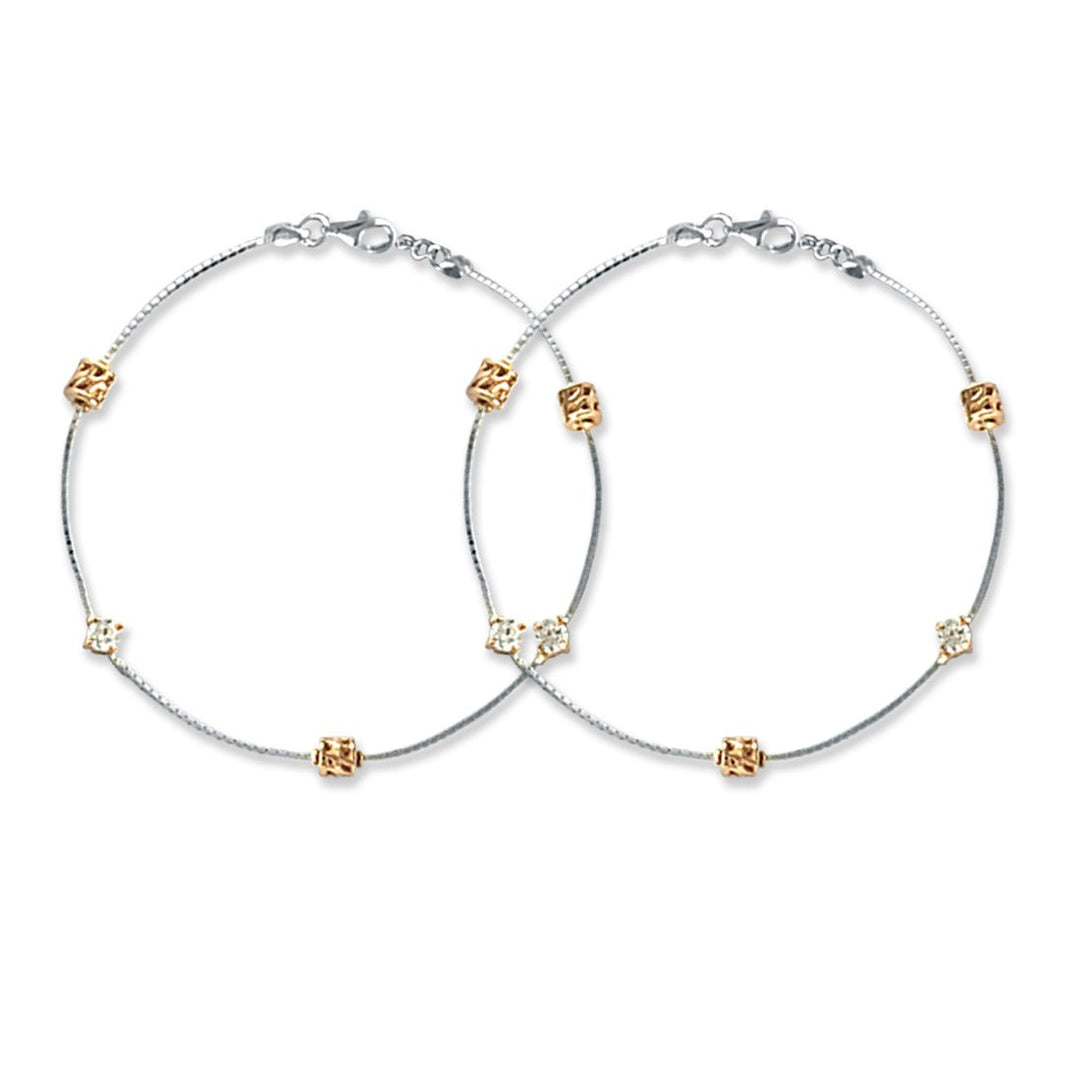 Taraash 925 Silver CZ Rose Gold Plated Beads Anklet For Women - Taraash