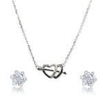 Load image into Gallery viewer, Taraash 925 Silver CZ Studs with Heart jewellery set Combo - Taraash
