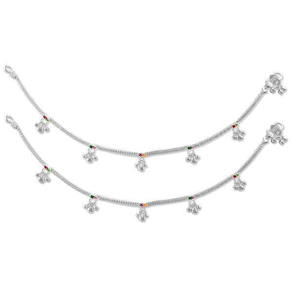 Taraash 925 Silver Dangling Beads Enamel Anklet For Women - Taraash