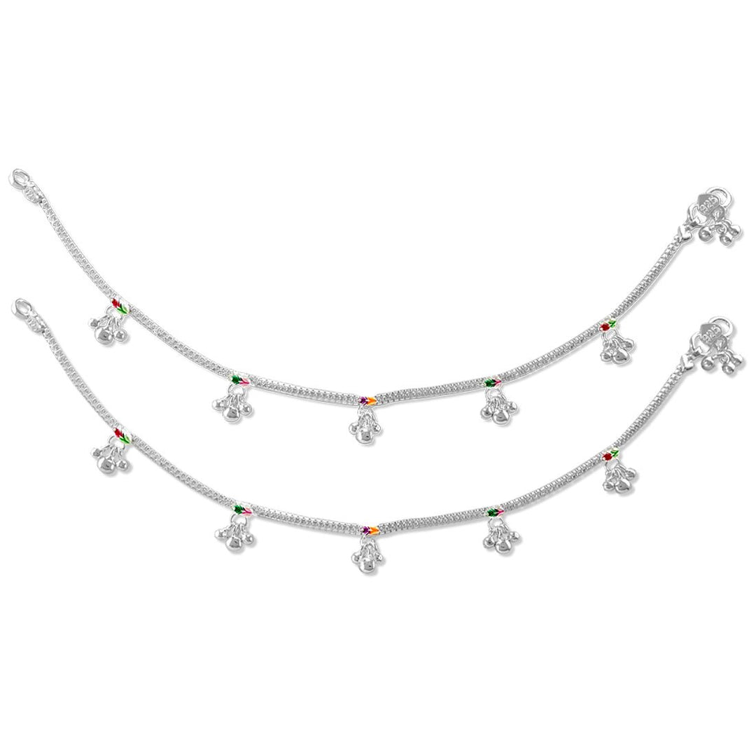 Taraash 925 Silver Dangling Beads Enamel Anklet For Women - Taraash