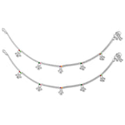 Taraash 925 Silver Dangling Beads Enamel Anklet For Women - Taraash