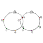Taraash 925 Silver Dangling Beads Enamel Anklet For Women - Taraash