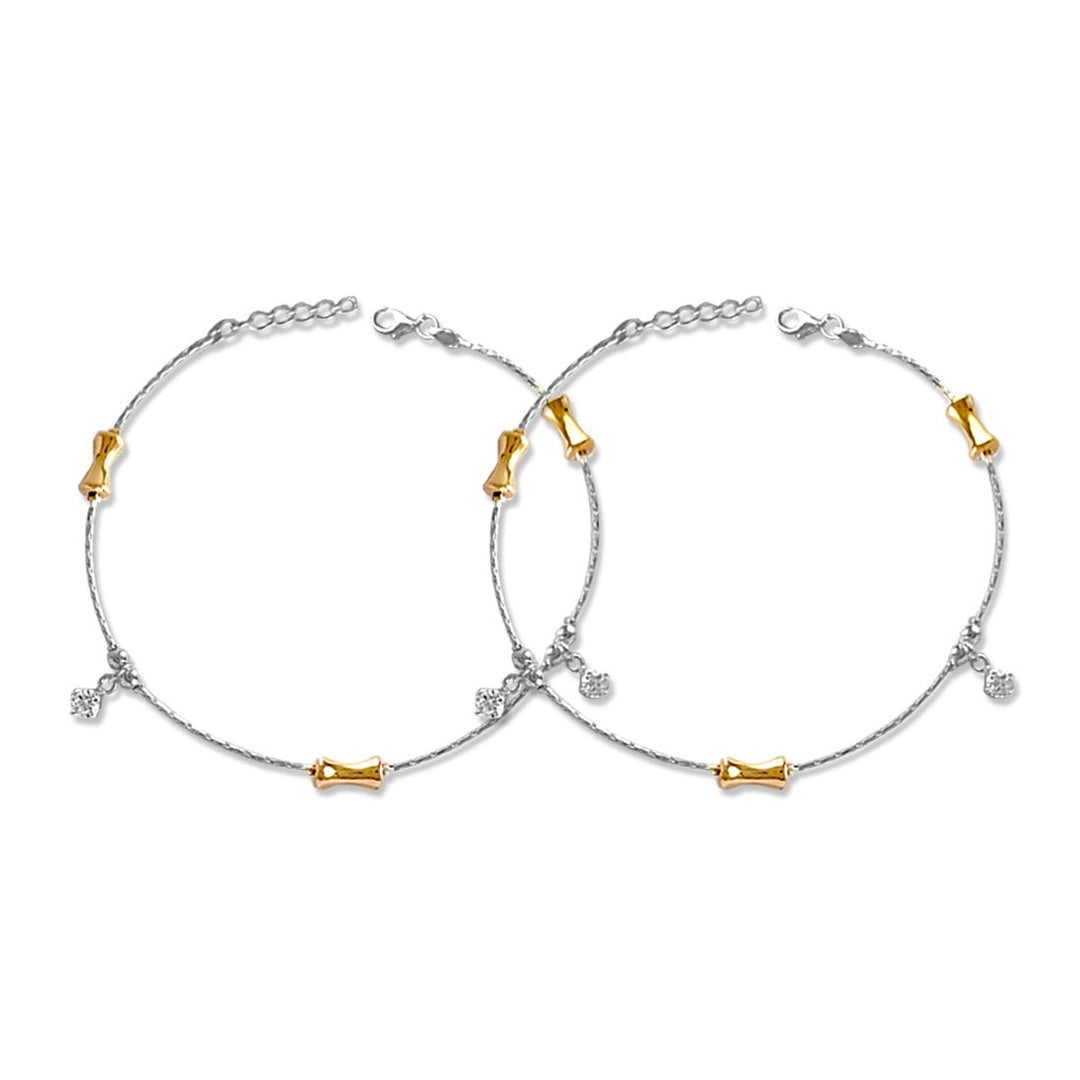 Taraash 925 Silver Dangling CZ Designer Anklet For Women - Taraash