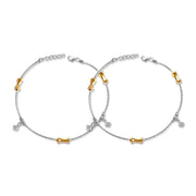 Taraash 925 Silver Dangling CZ Designer Anklet For Women - Taraash