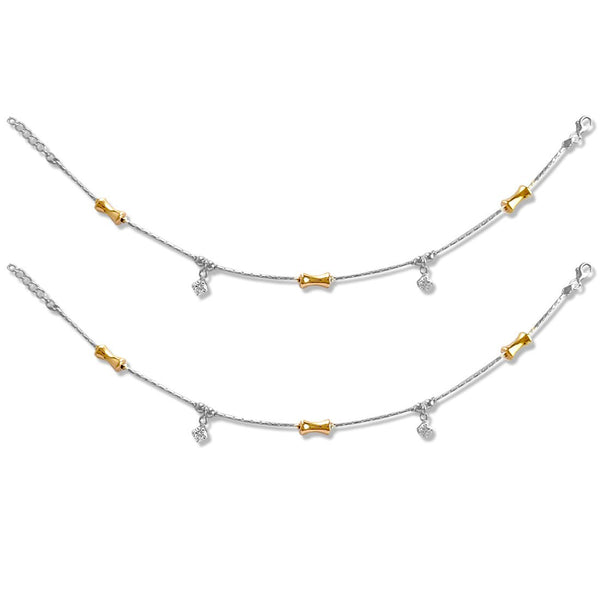 Taraash 925 Silver Dangling CZ Designer Anklet For Women - Taraash