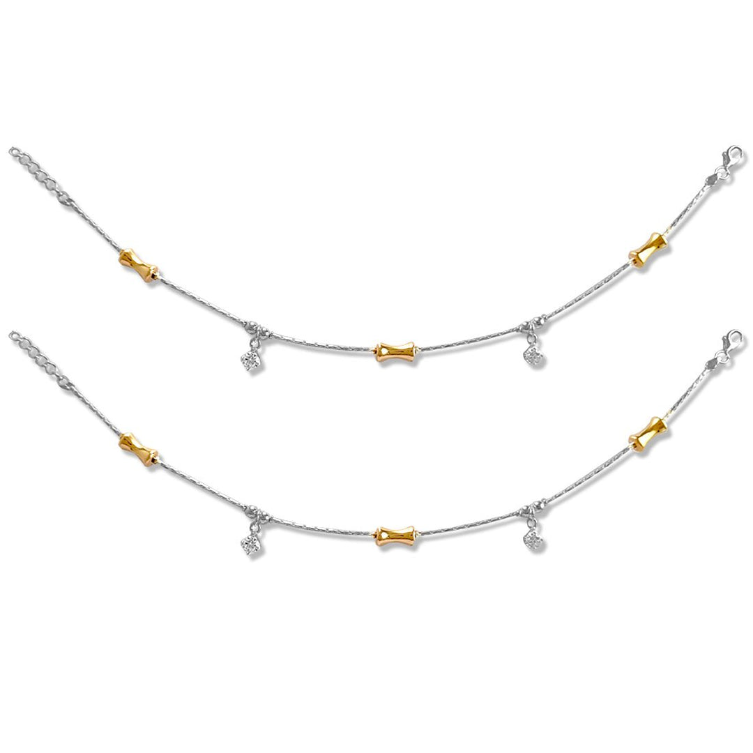 Taraash 925 Silver Dangling CZ Designer Anklet For Women - Taraash