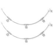 Taraash 925 Silver Dangling Floral Desig Anklet For Women - Taraash