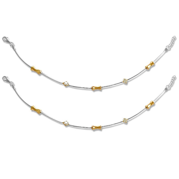 Taraash 925 Silver Dangling Flower CZ Stone Fancy Anklet For Women - Taraash