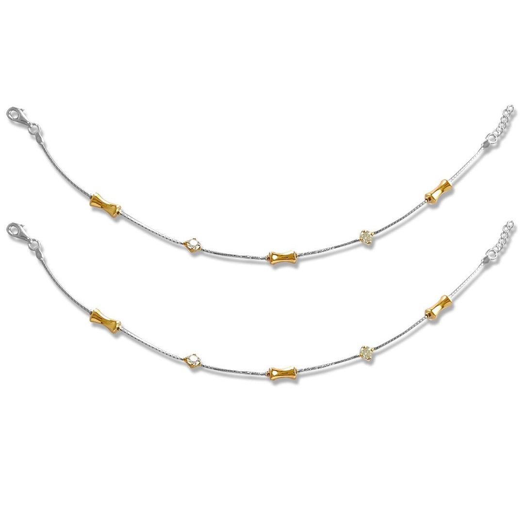 Taraash 925 Silver Dangling Flower CZ Stone Fancy Anklet For Women - Taraash