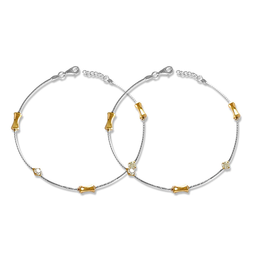 Taraash 925 Silver Dangling Flower CZ Stone Fancy Anklet For Women - Taraash