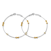 Taraash 925 Silver Dangling Flower CZ Stone Fancy Anklet For Women - Taraash