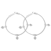Taraash 925 Silver Dangling Heart Charm Anklet For Girls - Taraash