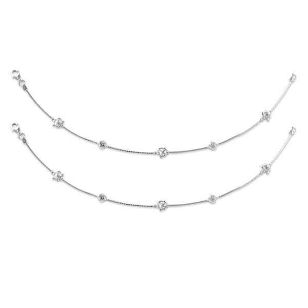 Taraash 925 Silver Designer Beads CZ Anklet For Women - Taraash