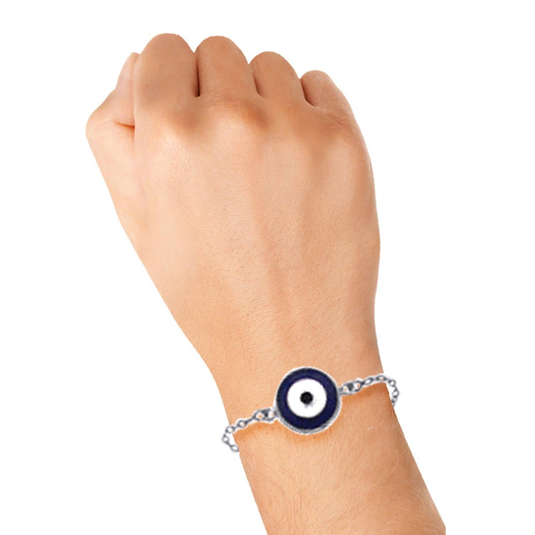 Taraash 925 Silver Enamel Evil Eye Nazariya Rakhi For Brother - Taraash