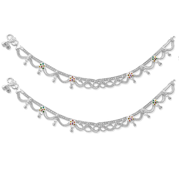 Taraash 925 Silver Ethnic Butterfly Design Enamel Anklet For Women - Taraash