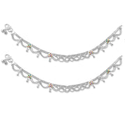 Taraash 925 Silver Ethnic Butterfly Design Enamel Anklet For Women - Taraash
