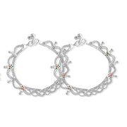 Taraash 925 Silver Ethnic Butterfly Design Enamel Anklet For Women - Taraash