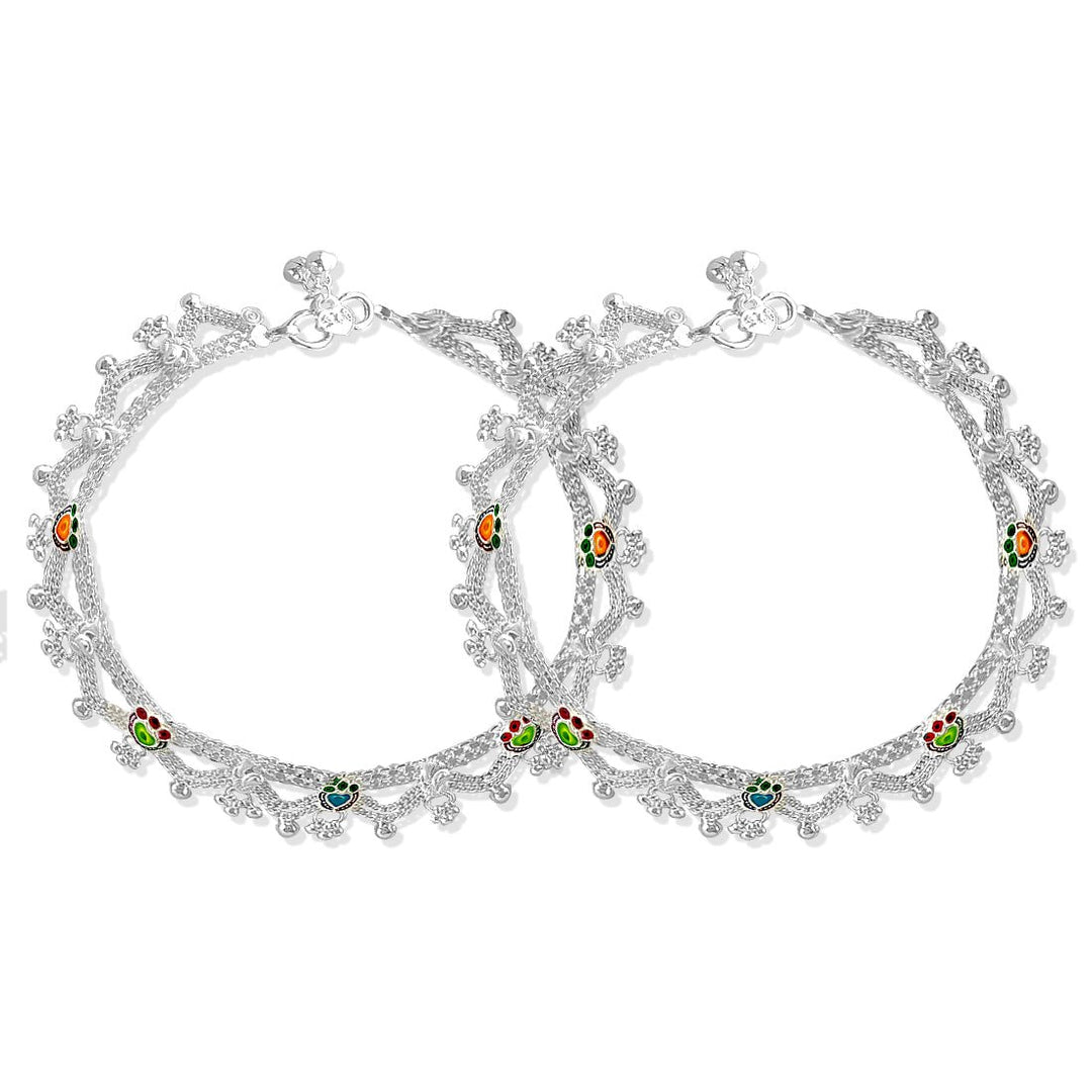 Taraash 925 Silver Ethnic Designer Bridal Anklet Payal For Women - Taraash