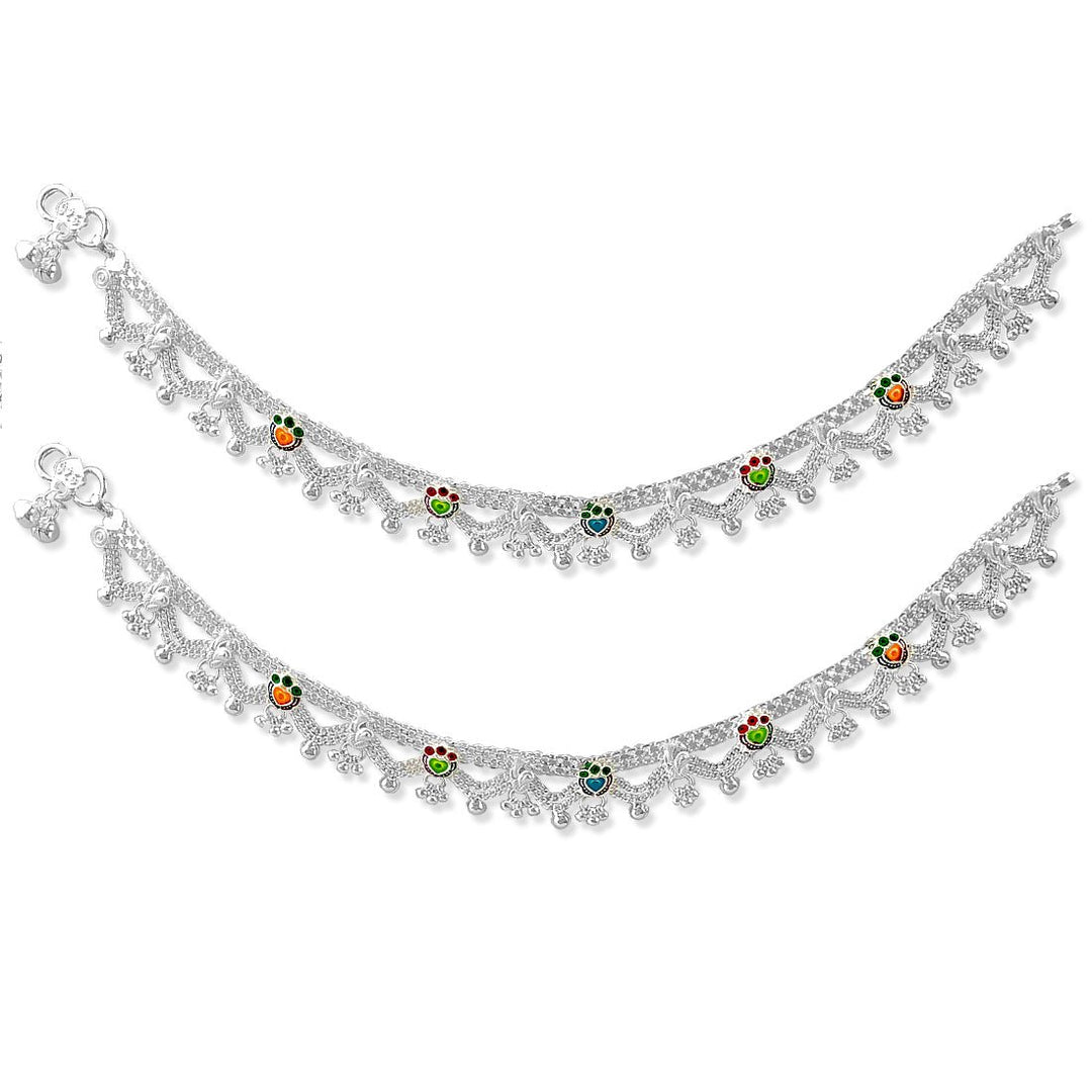 Taraash 925 Silver Ethnic Designer Bridal Anklet Payal For Women - Taraash