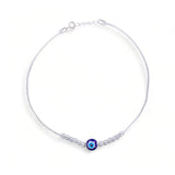 Taraash 925 Silver Evil Eye Anklet with Blue Bead for Women - Taraash
