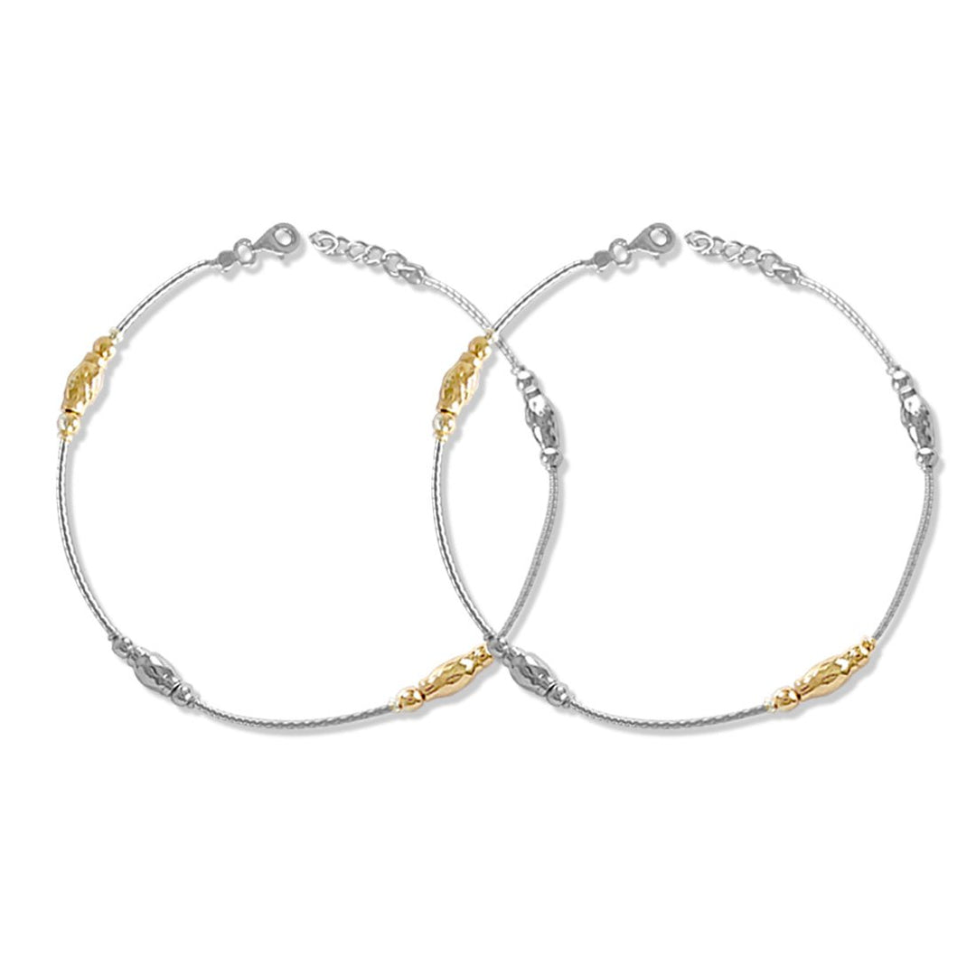 Taraash 925 Silver Fashion Rose Gold Plated Beads Anklet For Women - Taraash