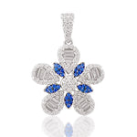 Load image into Gallery viewer, Taraash 925 Silver Floral Design Blue White CZ Pendant Set For Women - Taraash
