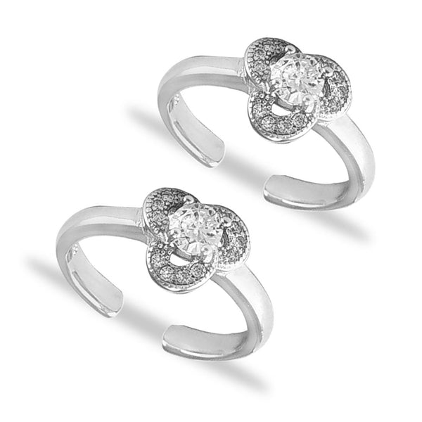 Taraash 925 Silver Floral Design CZ Toe Ring For Women - Taraash
