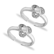 Taraash 925 Silver Floral Design CZ Toe Ring For Women - Taraash