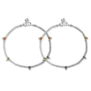 Taraash 925 Silver Floral Enamel Anklet For Women - Taraash