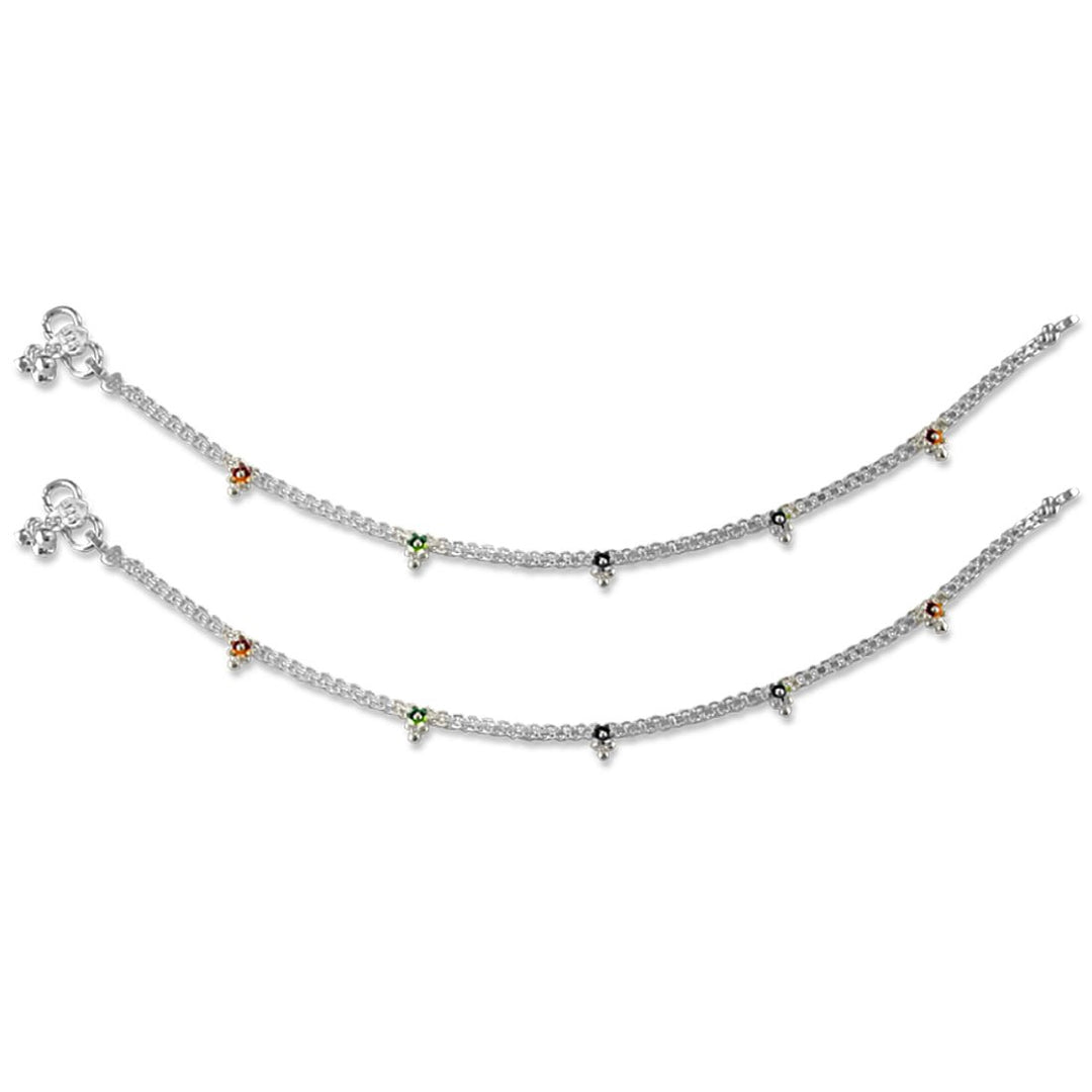 Taraash 925 Silver Floral Enamel Anklet For Women - Taraash