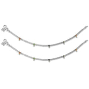 Taraash 925 Silver Floral Enamel Anklet For Women - Taraash