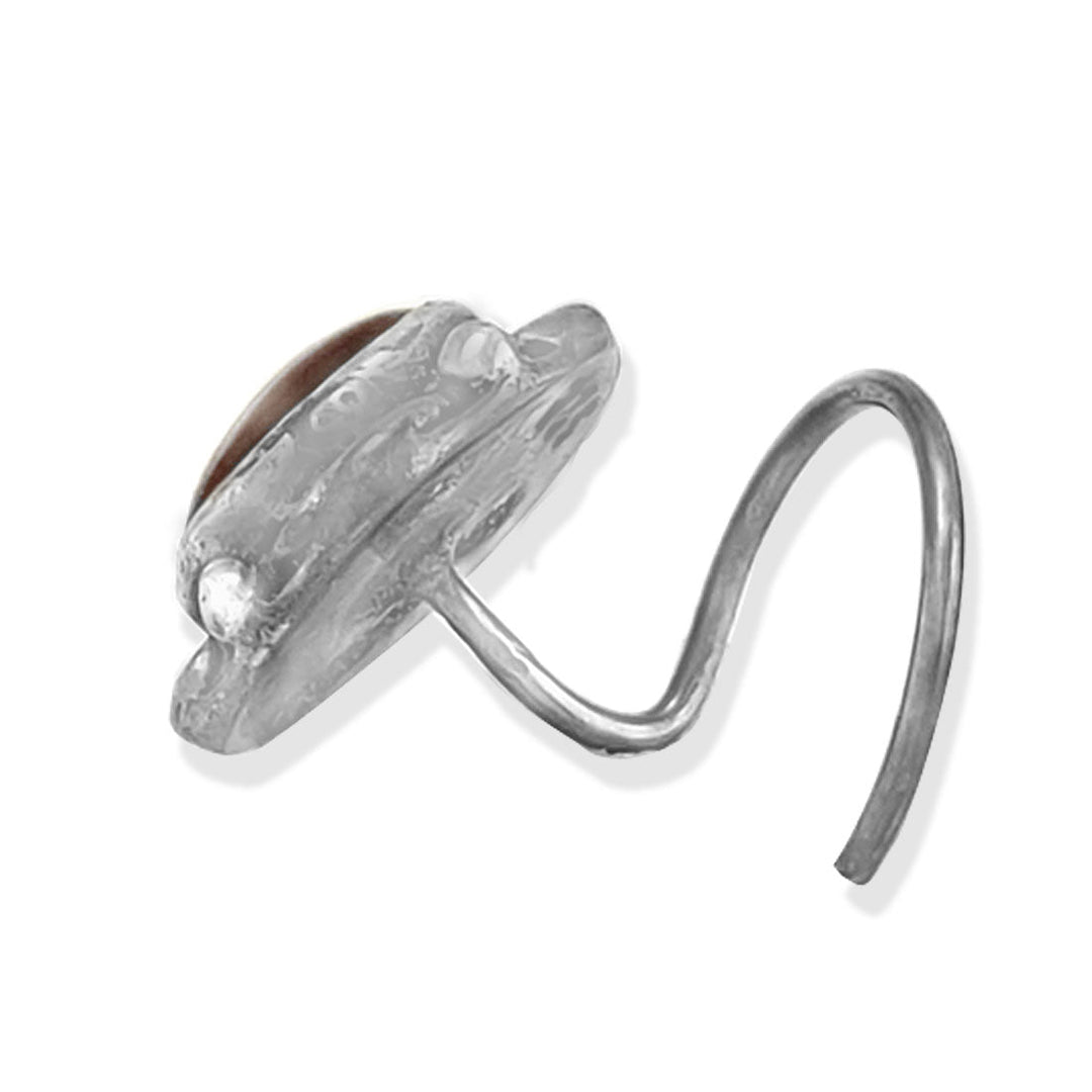 Taraash 925 Silver Floral Purple Oval CZ Nose Pin For Women - Taraash