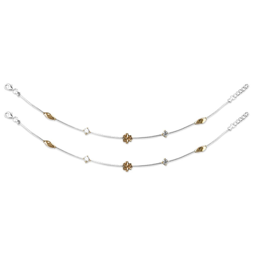 Taraash 925 Silver Floral Rose Gold Plated Anklet For Women - Taraash